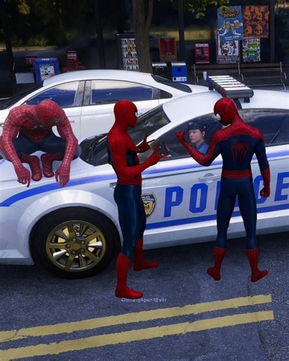 When Three Spider-Men Tried to Impress a Lady Cop 💯🔥 PS5 #spiderman