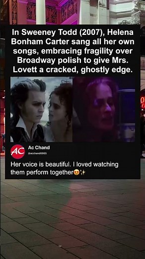In Sweeney Todd (2007), Helena Bonham Carter sang all her own songs, embracing fragility…