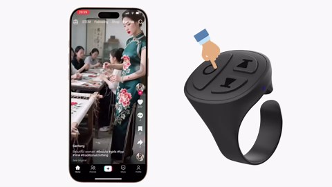 STDFORU TikTok Scrolling Ring, Bluetooth Camera Remote Control, Scrolling Ring for iPhone,TIK Tok, iPad, Android (Baby Pink)