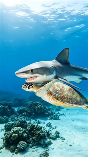 Shark play with turtle#DreamScreenAI