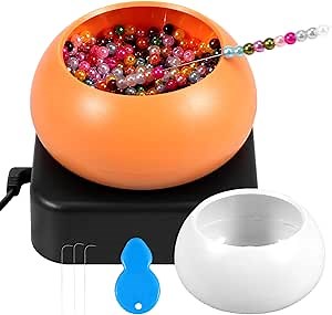 HOTBEST Electric Bead Spinner, Adjustable Speed Beading Bowl Spinner, Automatic Seed Bead Spinner with 3 Beading Needles, Needle Threader for Jewelry Making Bracelet Necklace Stringing