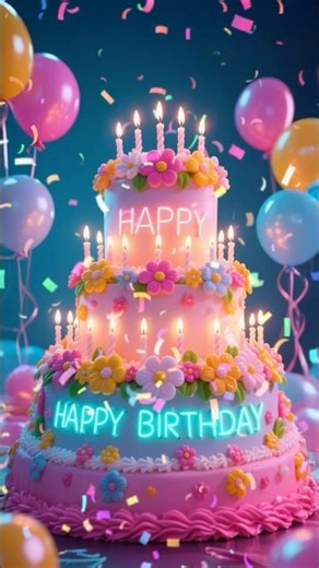 Happy birthday to you 4Designs Celebration Cake Flower Decoration Neon Text #birthday #생일 #happy