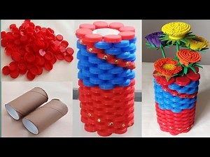 DIY Best Out of Waste I Plastic Bottle caps Flower vase I Bottle Cap Crafts Idea I Our Sweet Mom