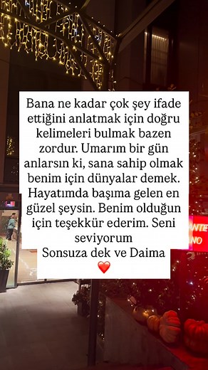 Selest 777 on Instagram: "Bana ne kadar çok şey ifade ettiğini anlatmak için doğru kelimeleri bulmak bazen zordur. Umarım bir gün anlarsın ki, sana sahip olmak benim için dünyalar demek. Hayatımda başıma gelen en güzel şeysin. Benim olduğun için teşekkür ederim. Seni seviyorum Sonsuza dek ve Daima ❤️"