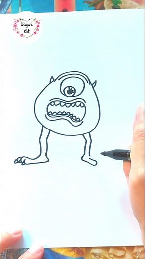 How to draw Mike Monsters Inc #shorts #youtubeshorts #drawing