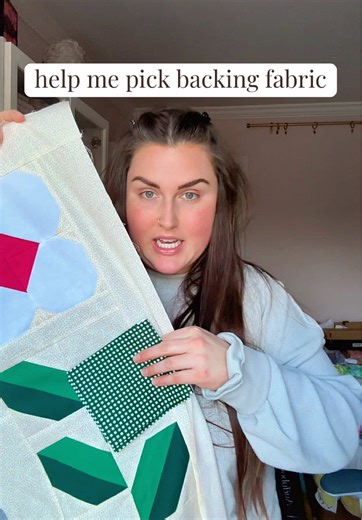 Help me pick backing fabric!! The colors of the runner have really thrown me for a loop! They aren’t crazy colors or anything but also not colors I would normally choose. Would something floral be better?? #beginnersewing #fabrichaul #sewingroom #sewwithme #sewingtips