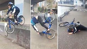 Would-be Melbourne share bike stuntman’s horrid faceplant