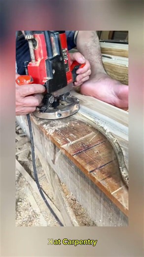 Woodworking skills in action. Creating smooth curves with the plunge router