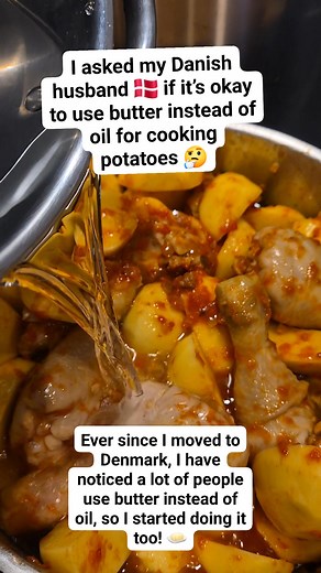 I asked my Danish husband 🇩🇰 if it’s okay to use butter instead of oil for cooking potatoes 🤔 Ever since I moved to Denmark, I have noticed a lot of people use butter instead of oil, so I started doing it too! 🧈 #fblifestyle #denmark #foryou #viralreels #everyone | Lum Pedersen's Family