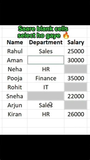 Excel me Blank Cells kaise find kare 😮 #shorts