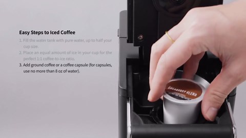 KIDISLE Hot & Iced Coffee Maker for K-Cups & Ground Coffee, Single-Serve Brewer with Bold Setting, Reusable Filter, Travel Mug Friendly, Compact & Quick Brew, Black