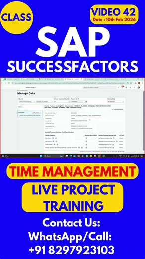 SAP SuccessFactors Time Management Training Online Class 42 10th Feb 2026 #sapsuccessfactorstraining
