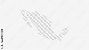 Mexico map consisting of white stripes on a white background.