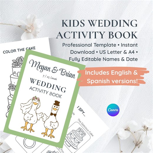 Personalized Wedding Activity Book for Kids | Instant Download PDF - Etsy