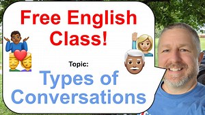 In this English lesson I'll help you learn how to describe the different types of conversations people can have. Sometimes people get a talking to, sometimes they have a heart to heart, and sometimes they just sit and chat. In this free English class I'll explain the difference between all of these. In this English lesson you'll learn words and phrases like: to catch up, to reminisce, casual conversation, gossip, over your head, to make amends, heart to heart, a talking to, to flirt, to argue, t
