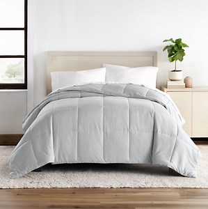 Breathable Cool Comforter All Season Lightweight Down-Alternative Solid Light Gray for King Size Bedding by Comfort Canopy