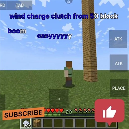 wind charge clutch from 50 block hight #minecraft #likeorsubscribe #viral