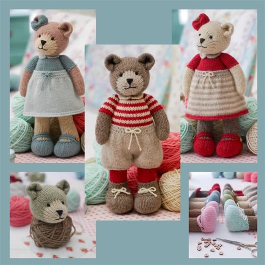 Knitted Teddy Bear Pattern: 11" Girl & Boy Bears, 6 Variations (PDF Pattern) - Etsy