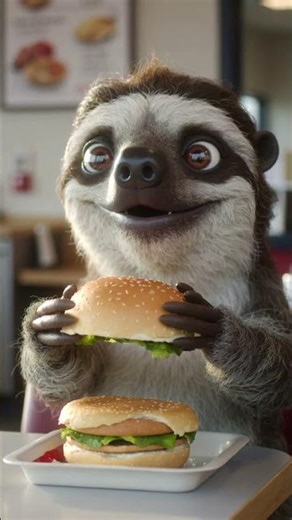 A Sloth Eating a Burger at the Slowest Possible Speed #antistress #calm #chill