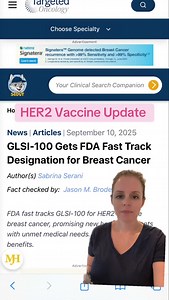⭐️ Update on HER2 Vaccine, GLSI-100, which has now received FDA fast track designation (which can lead to earlier drug approval). GLSI-100 is an experimental breast cancer vaccine being studied to help reduce the risk of HER2-positive breast cancer recurrence. It combines a small protein fragment called GP2, which comes from the HER2 protein, with GM-CSF, which stimulates antigen presenting cells. Together, they help the immune system recognize HER2 as a target and T cells can then destroy any r