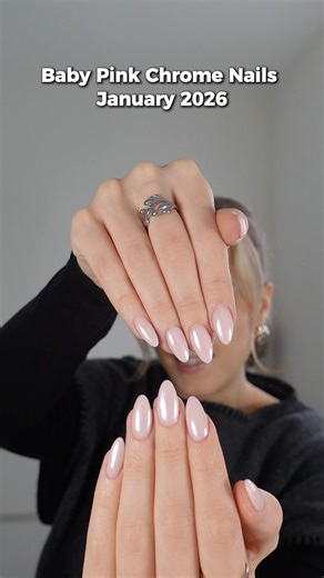 Baby Pink Chrome Nails 💅 January 2026 Nail Trend | Clean Girl Manicure