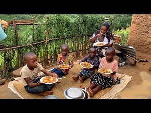 Life Style of An African Mom Cooking With Her Children African Village Life