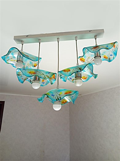 Hand-painted Glass Pendant Light: Modern Kitchen Island Lighting - Etsy