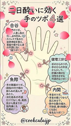 🍻 二日酔いの救世主！ツラい朝に効く「手のツボ」4選 ✨ #健康 #保存版 #セルフケア #健康習慣