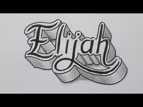 3d Drawing Calligraphy Name Elijah / How To Draw Art For Beginners / Writing On Paper