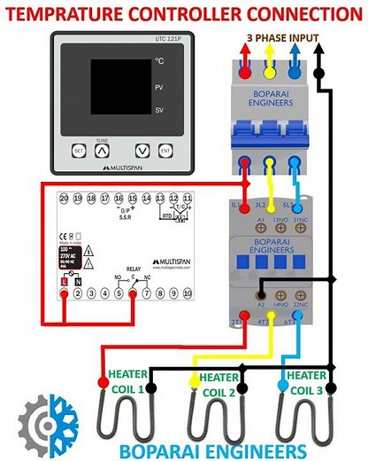 TEMPRATURE CONTROLLER CONNECTION #temperature #controller #pid #MCB #contactor #heater #engineering