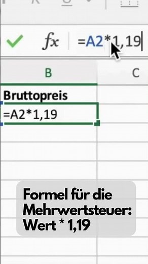 Excel Mehrwertsteuer berechnen + Formel kopieren