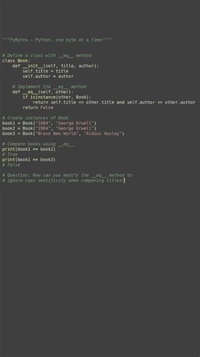 dunder method eq #python #showcase