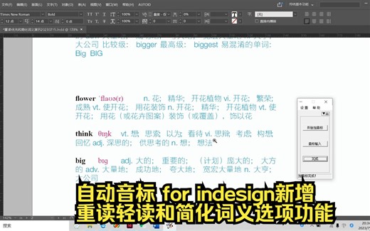 自动音标 for indesign新增重读轻读和简化词义选项功能