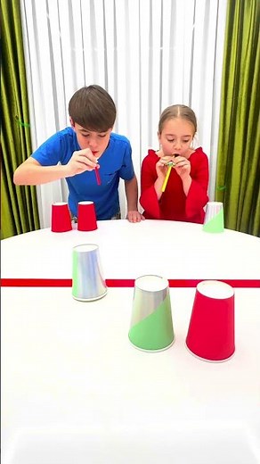 🎯 Bogdan vs Anabella: Cup Blowing Race Challenge! 🥤🔥