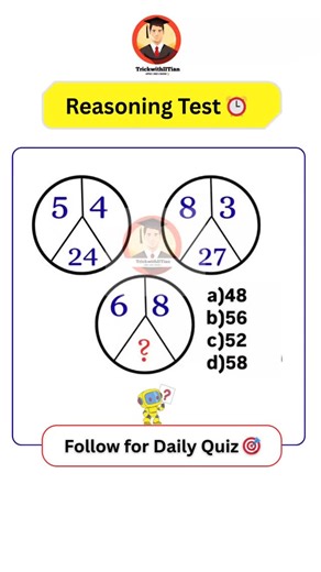 Trick with IITian [ IIT ROORKEE ] on Instagram: "Reasoning Test ⏰ Follow @trickwithiitian . . #reasoningquiz #mathquiz #quiz #reasoning #maths reasoningtrick mathtricks ssc upsc bank rrb viralreels reelitfeelit trendingreels foryou | क्या आपको इस Type की क्विज चाहिए?"