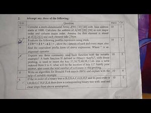 DATA STRUCTURE 3rd sem ques paper of Btech by AKTU Lucknow (UP) | 2020-21 | KCS301 |