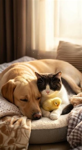 The Cutest Family Nap Ever 🐶🐱🐥💞