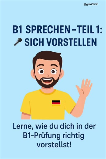 B1 Prüfung – Sprechen, Teil 1: Sich vorstellen! Lerne, wie du dich in der Prüfung richtig präsentierst 👏 👉 Hör zu, sprich mit und schreib deine eigene Vorstellung in die Kommentare! 💬 🇩🇪 Übung macht den Meister – du schaffst das! 💪 #B1 #B1Prüfung #Deutschlernen #DeutschTest #sprechen