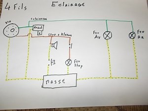 Peugeot 103 4-wire electrical harness, lighting part