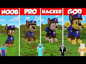 Chase Paw Patrol Build Battle Challenge - Noob vs Pro vs Hacker vs God - Minecraft Animation