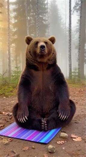 Bear discovers a yoga mat: Unexpected flexibility in the wild