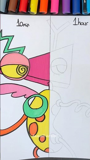 Drawing Zooble but in 10 minutes VS 1 hour #tadc #zooble #drawing #theamazingdigitalcircus #shorts