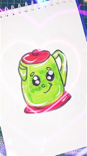 cute easy kettle cartoon drawing. #shorts