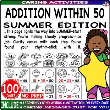 Addition within 50 with pictures fact fluency Pack Level Power Easy - Summer Ed.