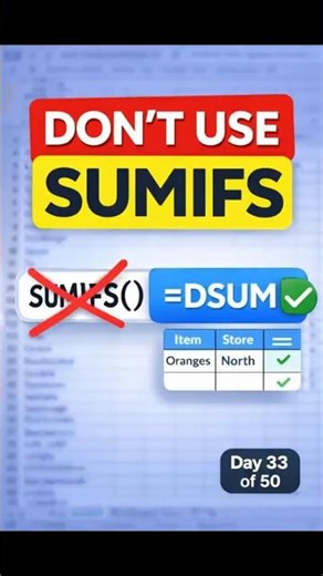 Excel Users Ignore This Formula 🚫 Stop Using SUMIFS |Try DSUM Instead #excel #exceltricks #exceltips