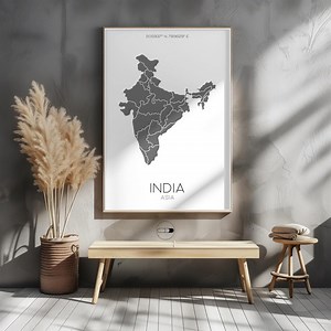 India Map Wall Art – Printable Indian Country Poster, Cultural Home Decor, Digital Download, Customizable Colors, Travel Gift Idea - Etsy