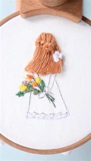 How to Embroidery Hair with Turkey Stitch #embroidery #diy #shorts #viral