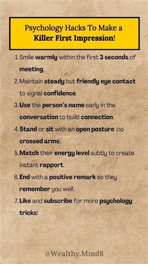 7 Psychology Hacks To Make a Killer First Impression! #FirstImpression #PeopleSkills