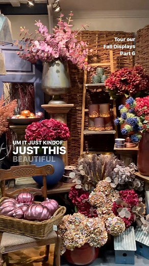 All of our displays are curated collections from our Autumn Hard Goods catalog! Each with their own set of colors, textures, and inspiration. Use the collection filter feature on our website to browse this Auburn Sky line of hard goods shown by Richard Anderson #koehlerdramm #wholesaleflorist #hardgoods #falldisplay | Koehler & Dramm Wholesale Florist