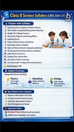 #class8 science syllabus 2026-27#cbse #viral #viralshort #shortsfeed #education #syllabus #new
